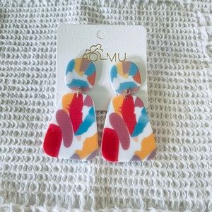 AOMU Korean Abstract Brush Stroke Earrings NWT